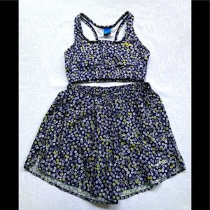 Asics Sports Bra/Running Shorts Set, Size Large. Made in USA